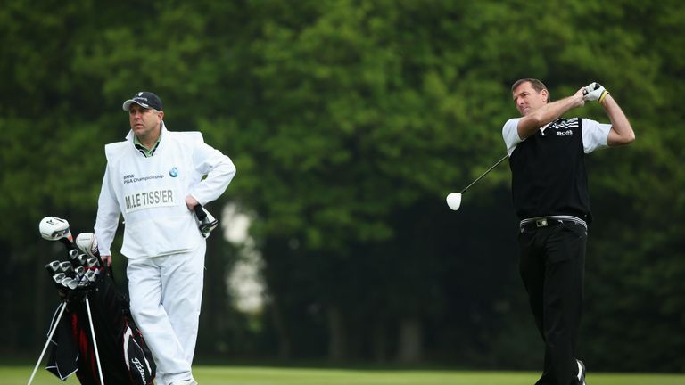 VIRGINIA WATER, ENGLAND - MAY 22:  Matt Le Tissier hits an approach shot during the Pro-Am round prior to the BMW PGA Championship on the West Course at We