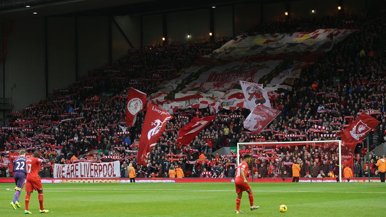 LIVERPOOL, ENGLAND - DECEMBER 07:  General View of the Kop prior to the Barclays Premier League match between Liverpool and West Ham United at Anfield on D