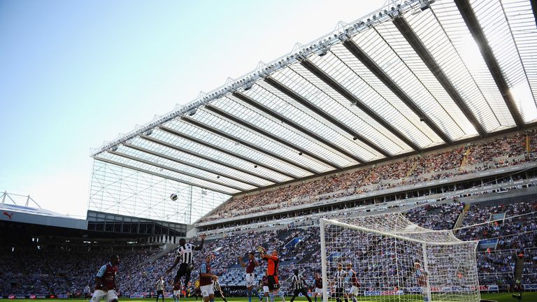 NEWCASTLE UPON TYNE, ENGLAND - SEPTEMBER 02: A general view of play during the Barclays Premier League match between Newcastle United and Aston Villa at Sp