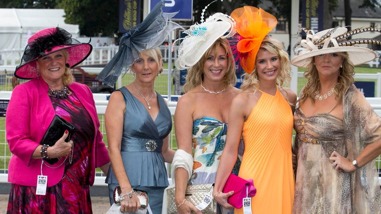 Ladies day at Ayr Racecourse ahead of day two of the 2014 William Hill Ayr Gold Cup Festival. Ayr.