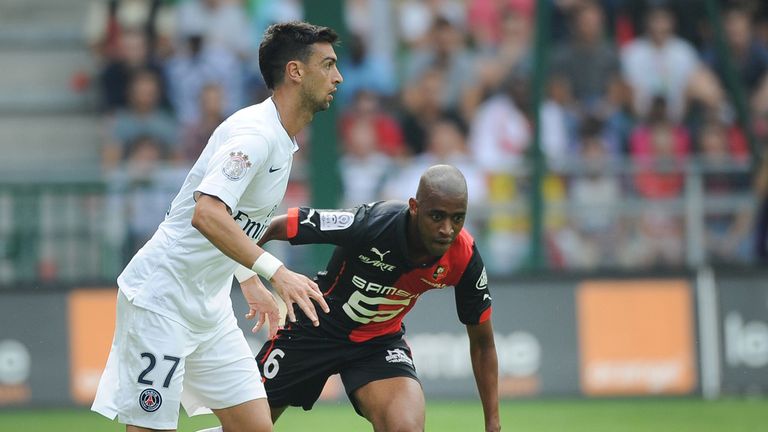  Javier Pastore vies with Gelson Fernandes