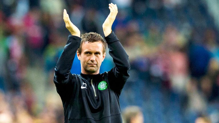 Ronny Deila: Celtic boss salutes the travelling fans after the draw in Salzburg