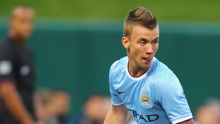 ST. LOUIS, MO - MAY 23: Albert Rusnak #55 of Manchester City controls the ball against the Chelsea during a friendly match at Busch Stadium on May 23, 2013