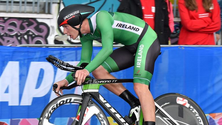 Ryan Mullen in the under-23 men's time trial at the 2014 UCI Road World Championships