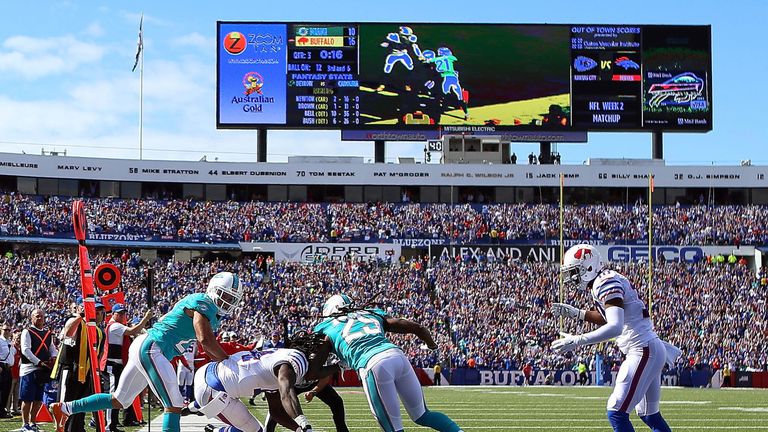 Sammy Watkins of the Buffalo Bills scores a touchdown against the Miami Dolphins