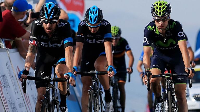 Sir Bradley Wiggins, David Lopez, Giovanni Visconti, 2014 Tour of Britain, stage three, The Tumble