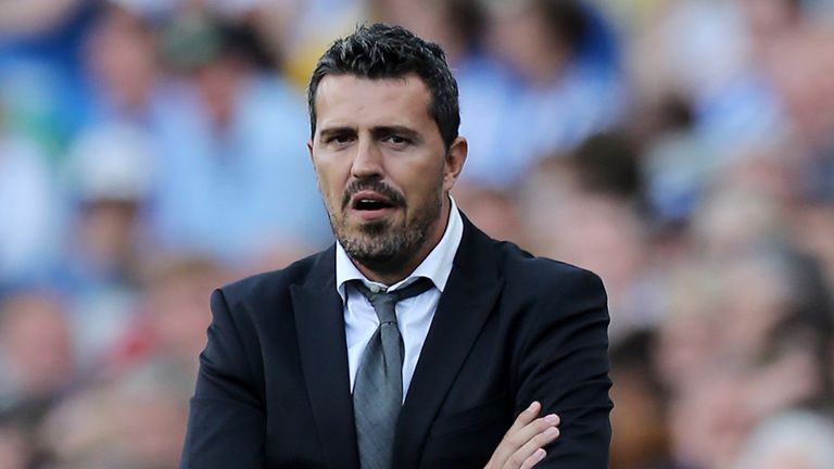 Brighton Coach Oscar Garcia during the Sky Bet Championship match at the AMEX Stadium, Brighton who has now joined Watford..