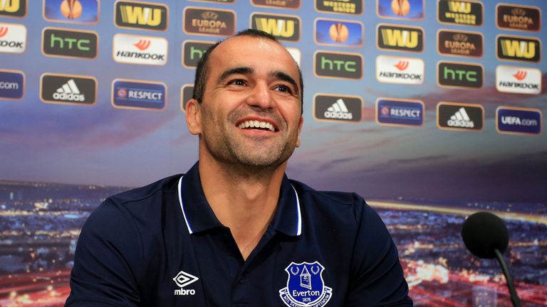 Everton manager Roberto Martinez during a training session at Finch Farm, Liverpool.