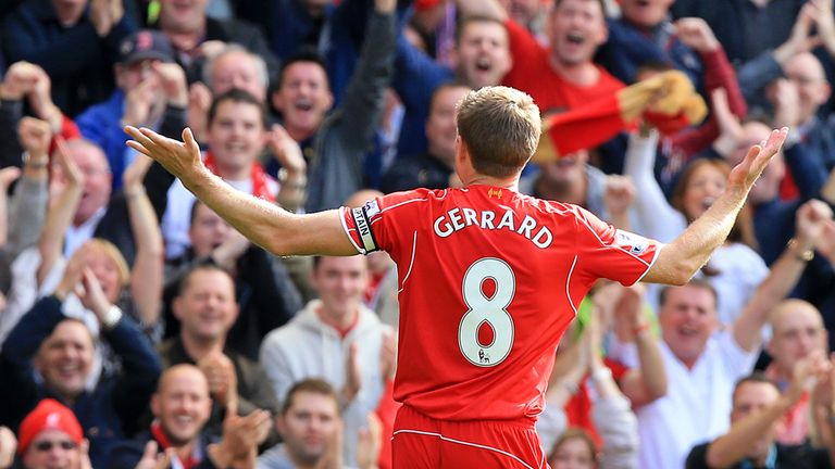 Steven Gerrard celebrates 