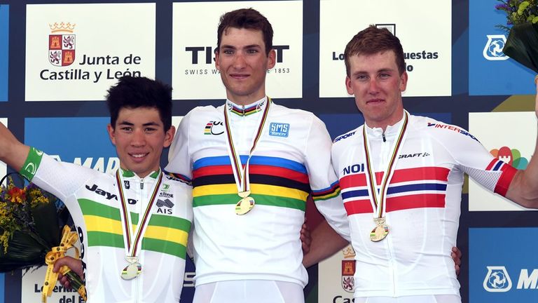 Sven Erik Bystrom, Caleb Ewan, Krisotffer Skjerping, UCI Road World Championships, men's under-23 road race