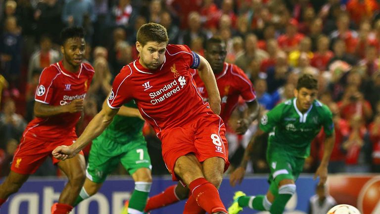 Steven Gerrard slots home the winner for Liverpool from the spot