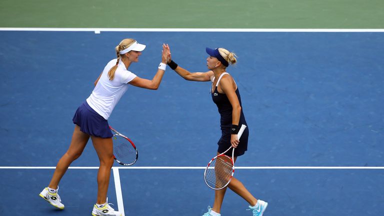 Ekaterina Makarova and Elena Vesnina. US Open 2014.