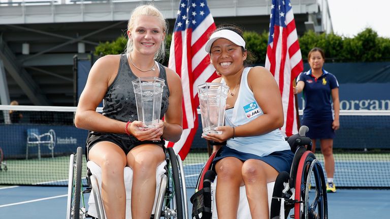 Jordanne Whiley and Yui Kamiji celebrate US Open wheelchair women's doubles title