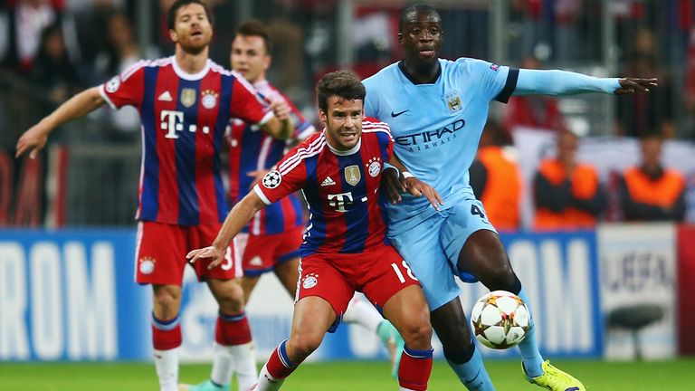 Yaya Toure in action during the Champions League match between Bayern Munich and Manchester City