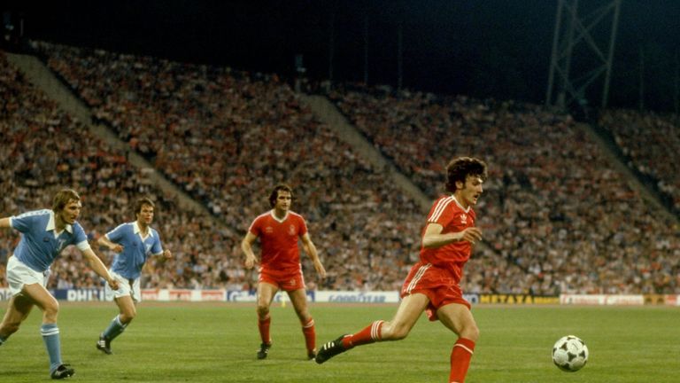 Garry Birtles of Nottingham Forest in action during the European Cup Final match against Malmo played at the Olympic Stadium in Munich, West Germany.