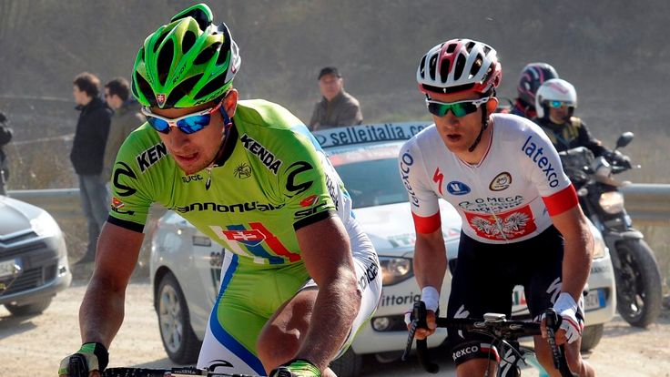 Michal Kwiatkowski, right, got the better of Peter Sagan, left, at Strade Bianche in March