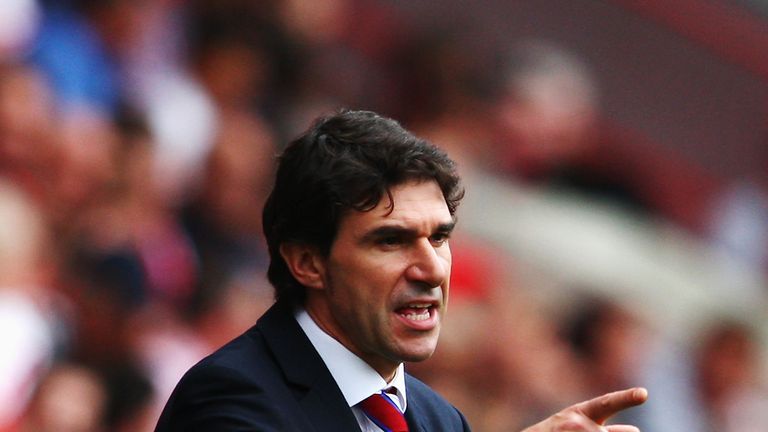 Aitor Karanka the Middlesbrough manager reacts during the Sky Bet Championship match between Charlton Athletic and Boro