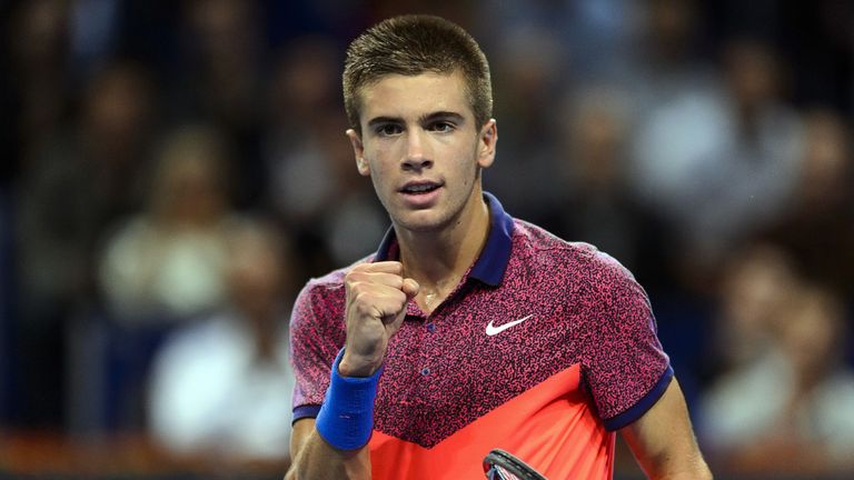 Borna Coric of Croatia pictured during his victory over Rafael Nadal