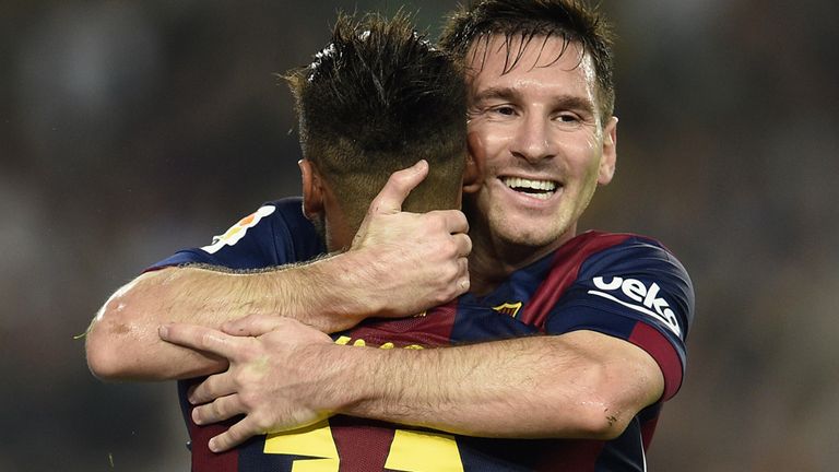 Lionel Messi and Neymar celebrate