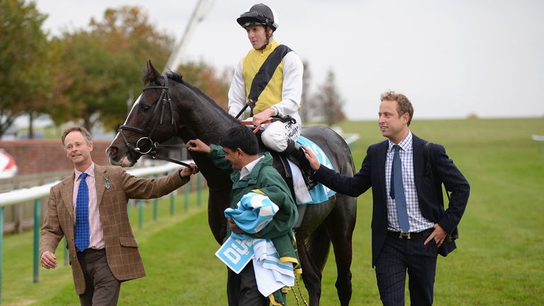 Jim Crowley riding Berkshire winners of the Darley Stakes with Oliver Cole, assistant trainer