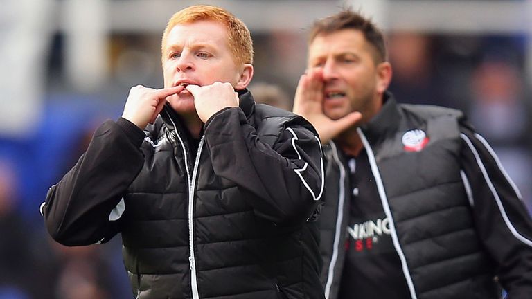 Bolton Wanderers Manager Neil Lennon instructs his team during the Sky Bet Championship match