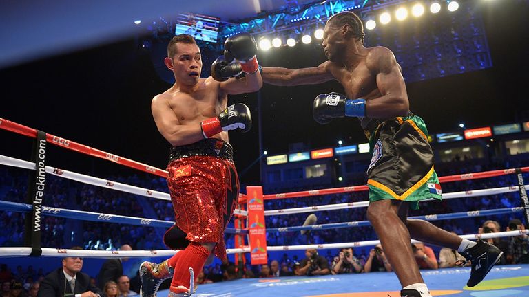 Nicholas Walters throws a punch against Nonito Donaire during the WBA Super-Featherweight fight in California