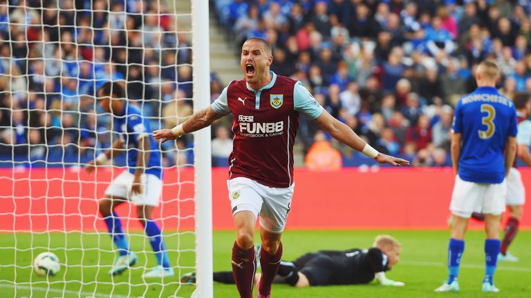 Burnley's Michael Kightly celebrates the equaliser to make it 1-1