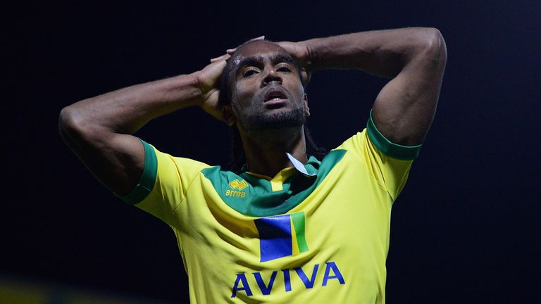 Cameron Jerome of Norwich City rues a missed chance