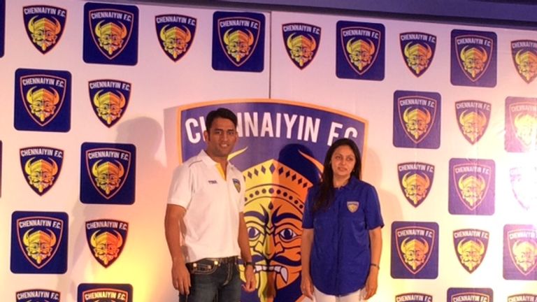 Chennaiyin FC co-owners MS Dhoni and Vita Dani