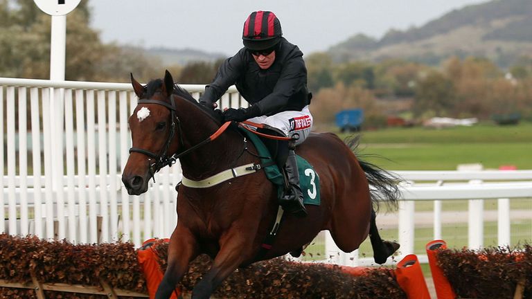 Commissioned jumps the last on their way to victory in the Harrison James & Hardie Maiden Hurdle