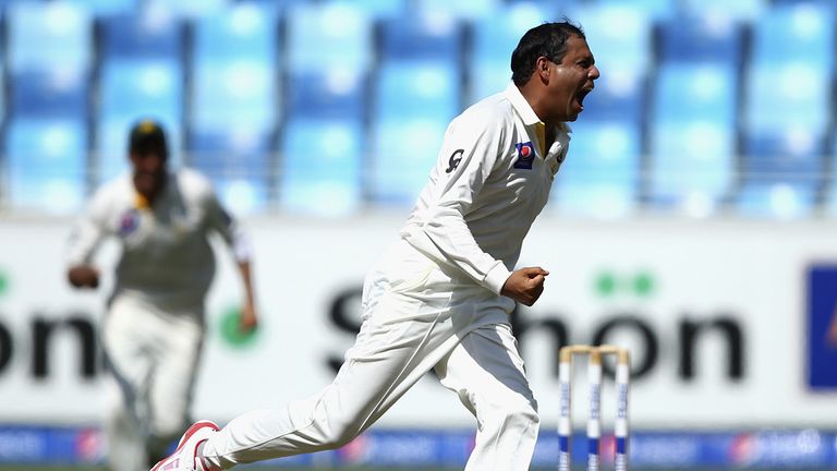 Zulfiqar Babar of Pakistan celebrates after taking the wicket of Brad Haddin of Australia 