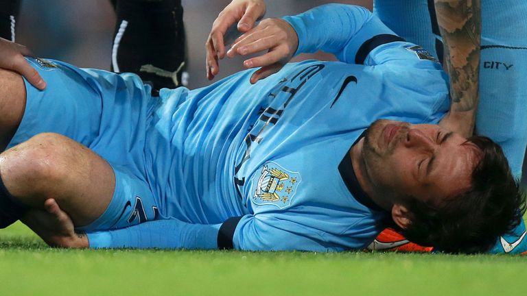 David Silva misses Sunday's Manchester derby after suffering a knee injury in the Capital One Cup in midweek