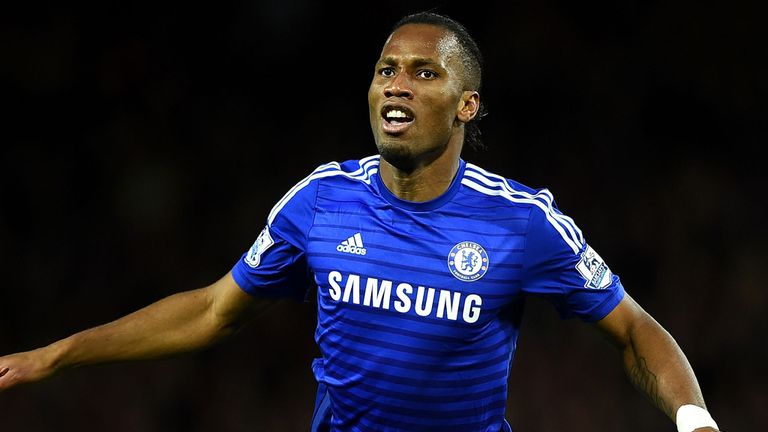 Didier Drogba celebrates after putting Chelsea a goal to the good
