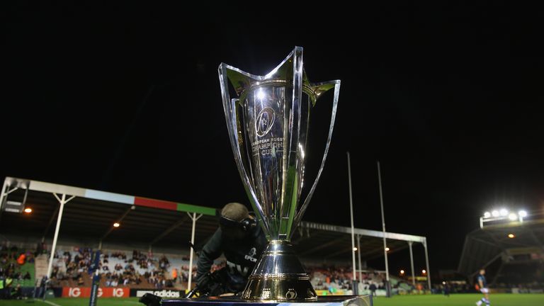 The European Rugby Champions Cup  on display before the match between Harlequins and Castres Olympique at the Twickenham Stoop 