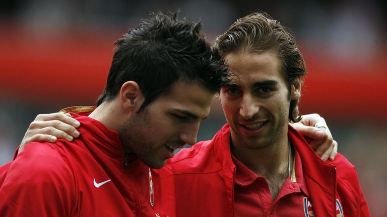 Former Arsenal team-mates Mathieu Flamini and Cesc Fabregas.