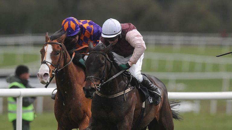 Foildubh ridden by Paul Carberry (centre) goes on to win the Guinness Handicap Chase during day five of the Punchestown Festival at Punchestown Racecourse,