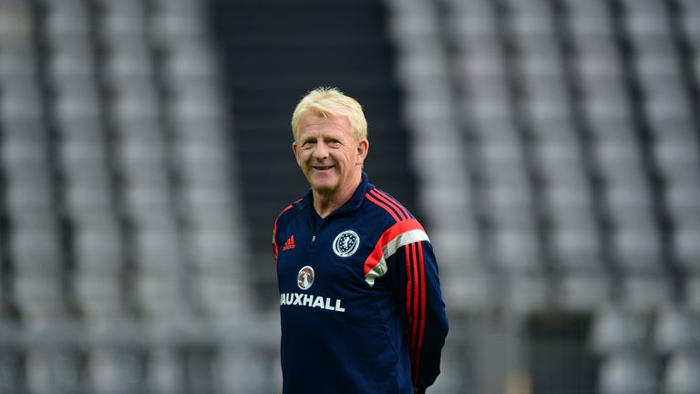 Scotland's head coach Gordon Strachan takes part in a training session