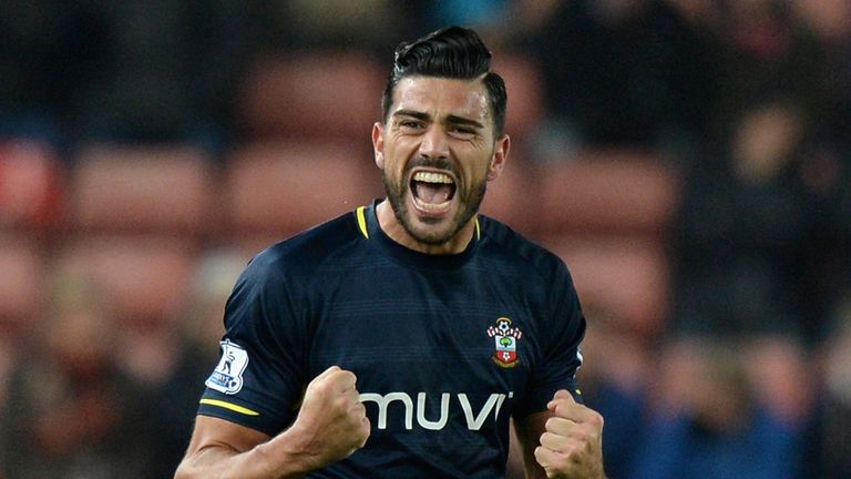 Graziano Pelle of Southampton celebrates scoring the opening goal during the Capital One Cup Fourth Round match