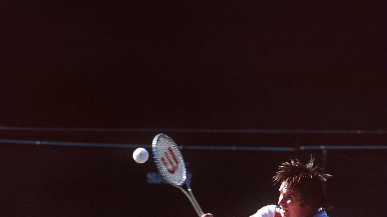 JUN 1977:  A PICTURE SHOWING JIMMY CONNORS OF THE UNITED STATES IN ACTION DURING THE WIMBLEDON TENNIS TOURNAMENT Mandatory Credit: Tony Duffy/ALLSPORT