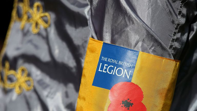 A Royal British legion armband worn by jockey Frankie Dettori
