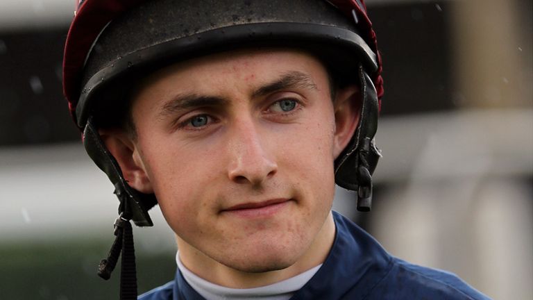 Jockey Charlie Bennett at Newbury Racecourse, Newbury.