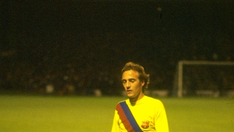 Dutch star Johan Neeskens of Barcelona walks off the pitch after a game.