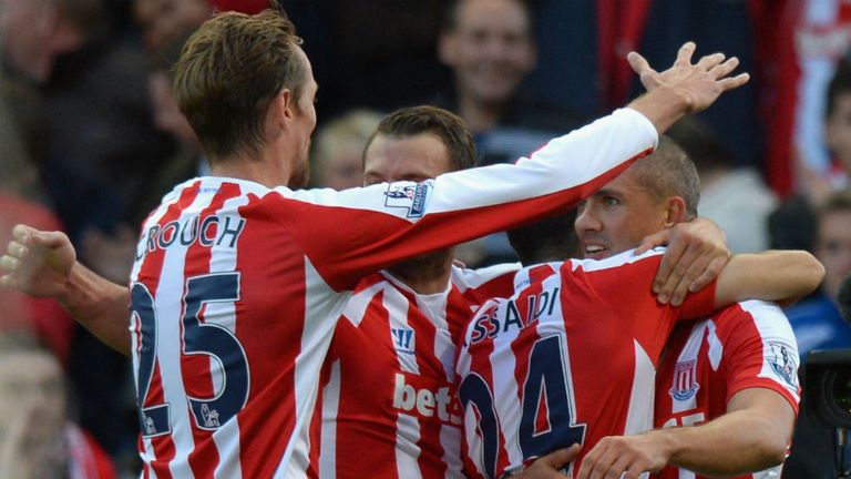 Jon Walters celebrates his winner for Stoke 