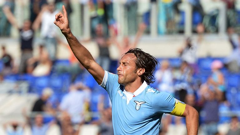 Lazio's midfielder Stefano Mauri celebrates