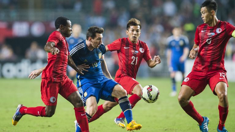 Lionel Messi of Argentina in action during the International Friendly Match v  Hong Kong