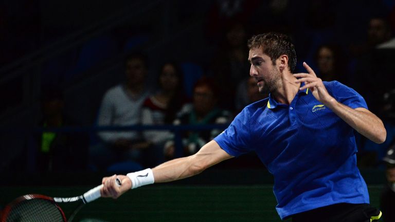 Marin Cilic returns the ball during the ATP Kremlin Cup