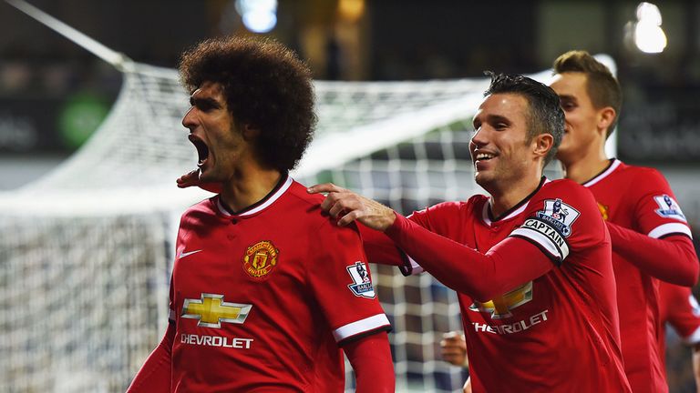 Marouane Fellaini of Manchester United celebrates 