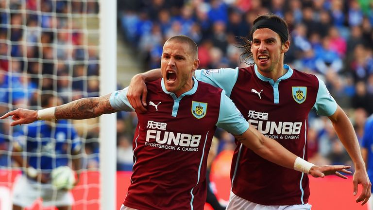 Michael Kightly of Burnley celebrates with George Boyd 