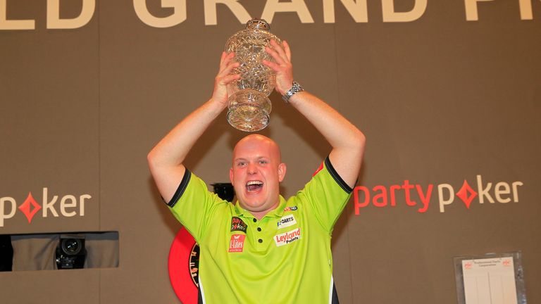 Michael van Gerwen celebrates his World Grand Priz win in Dublin