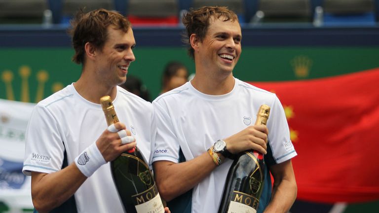 Mike and Bob Bryan following their victory in Shanghai on Sunday